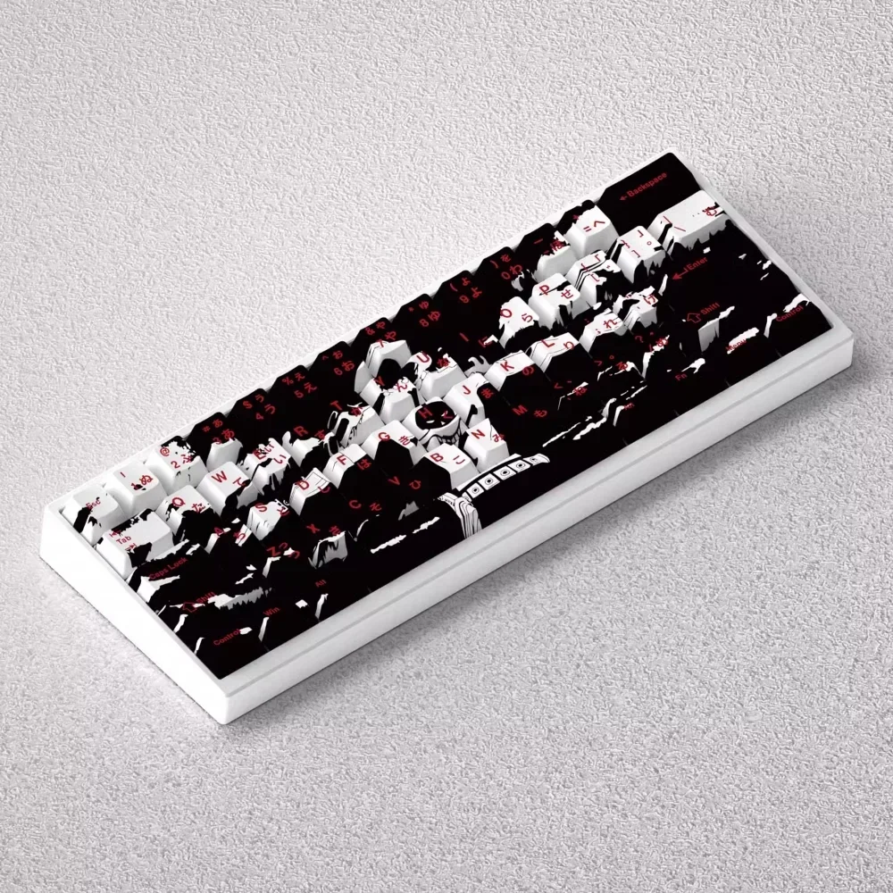 GEFENSI Ace Secondary Key Cap Set Cherry PBT Engraved 73 Keys Side Engraved Light Transmission 74 Keys For Mechanical Keyboard 6