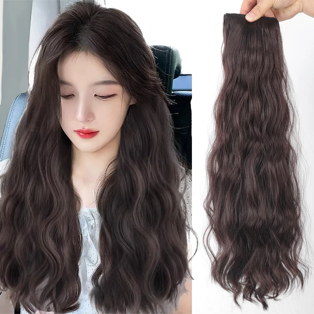 

Синтетические накладные пряди для волос с эффектом водной ряби, 3 шт./компл., натуральные кудрявые, для женщин, на клипсах, термостойкие.