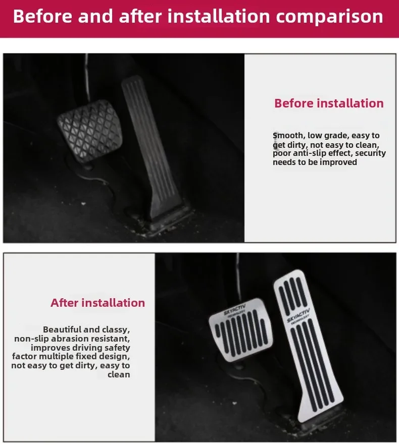 Auto Gaspedal Bremspedale Fußstütze Pedal Abdeckungen Rutschfeste Pads Für Mazda 3 2014 2015 2016 2017 2018 LHD/RHD AT/MT Zubehör – Detail 3