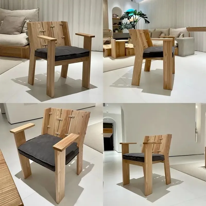 French Solid Wood Softbag Dining Chair Retro Apartment Medieval High Back Single Chair for Dining Room