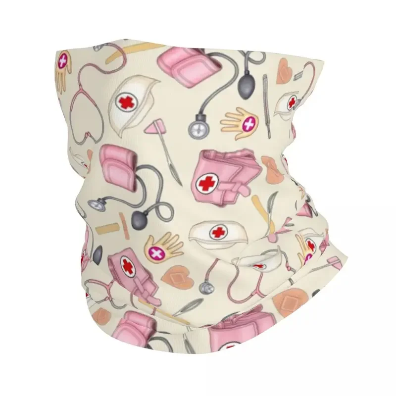 Cartoon Nursing Nurse Bandana Neck Gaiter for Ski Hunting Women Men Wrap Scarf Balaclava Warmer