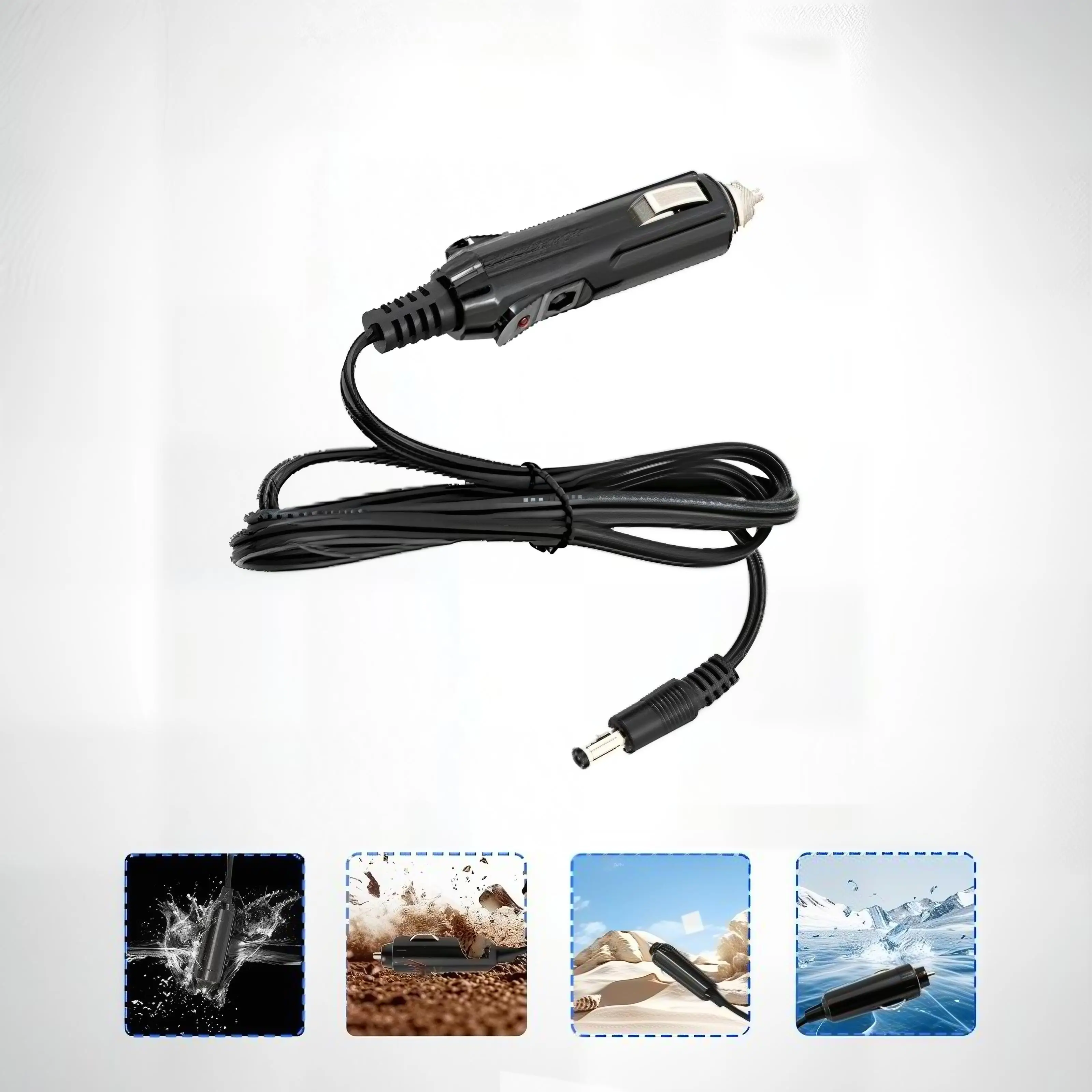 Waterproof DC Male Power Cable 12V 24V Vehicle Mini DC Power Cord for Car Cigarette Lighter  Reinforced DC Plug Car Charger Cable, Cigarette Lighter Power Supply Wire for Car Devices 12V/24V Low Impedance Car Cigarette Lighter to DC Power Cable Waterproof