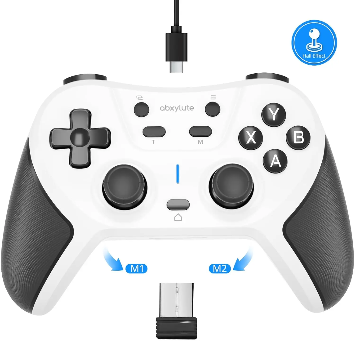 C5P Wireless Gaming Controller for PC/Switch/iOS/PS3/PS4/Steam, 2.4 GHz Hall Effect Stick &Trigger Turbo-Remappable Back Buttons