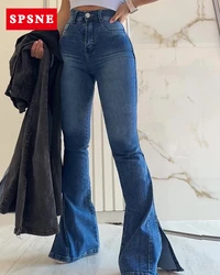 Flared, split and mop jeans Women Vintage Jeans Four Season High Waist Casual Stretch Denim Pencil Pants Slimming Skinny Pocket