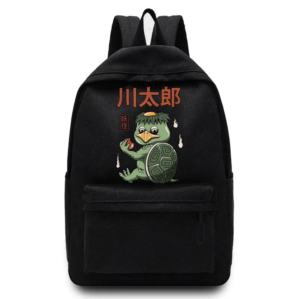 Mochila de viagem casual saco de escola de estudante saco de laptop de grande capacidade lona bonito-monstro impressão unissex organizador bolsa de ombro