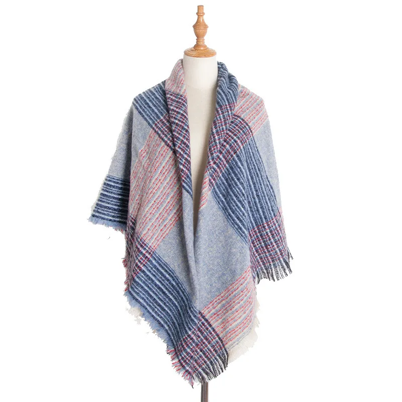 Fashion Cashmere Women Square Plaid Scarf Winter Warm Shawl and Wrap Bandana Pashmina Female Foulard Thick Blanket