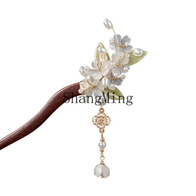 

ZYH New Chinese Daily Hair Tiara Small Jasmine Sandalwood Hairpin National Style Hair Accessories Women