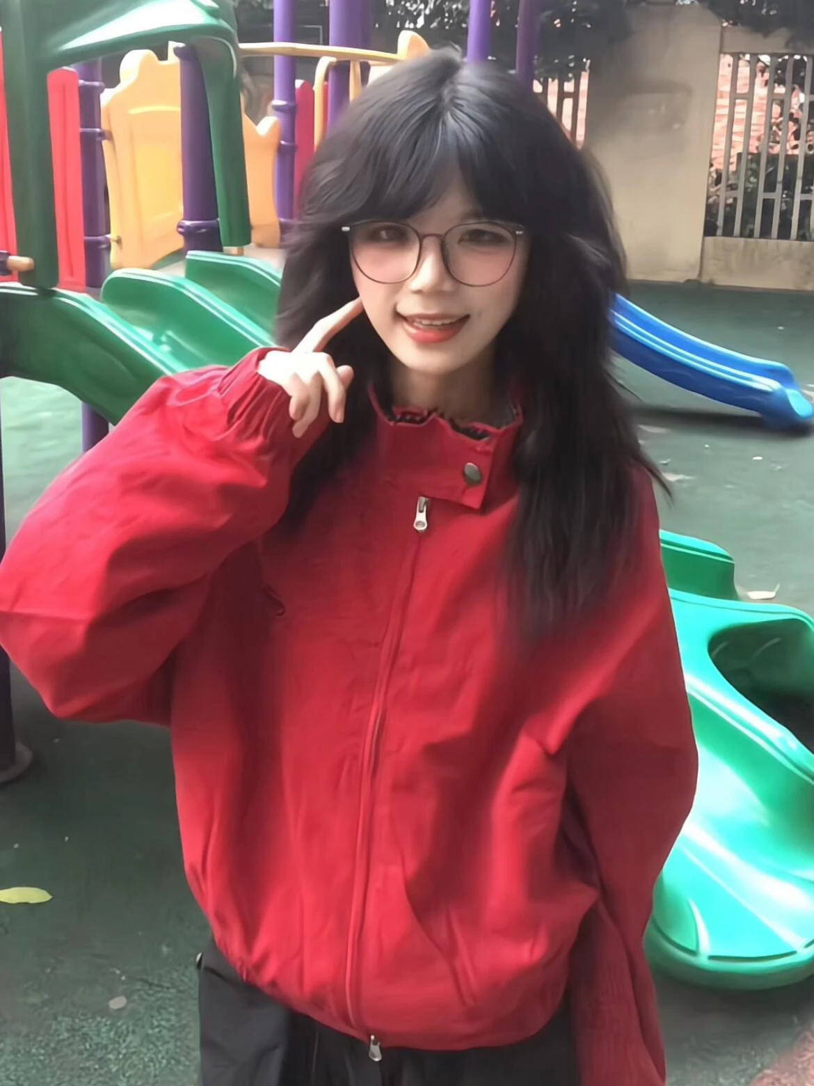 

Spring Autumn Red Stand Collar Jaet Women's Loose Casual Versatile ort Coat Top Trendy American Retro Sle Zipper Closure