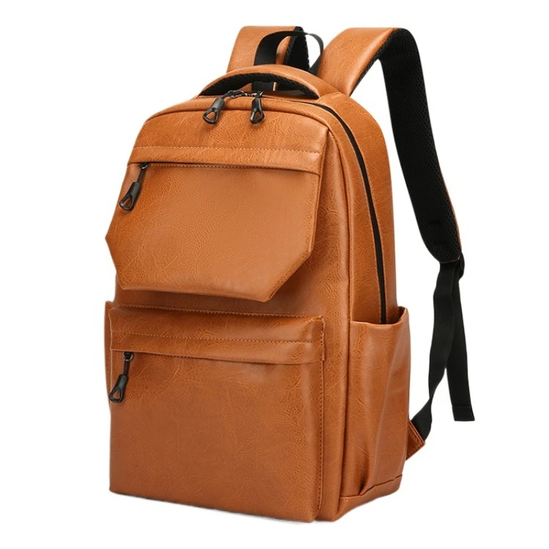 Large‑Capacity Multi‑Pocket Rucksack Faux‑Leather Surface Laptop Slot Top‑Handle Business Travel Casual Daily Backpack Bag