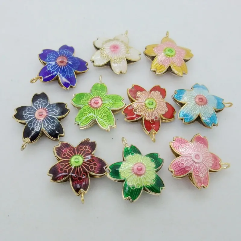 

20pcs Color Cloisonne Enamel Cute Star Charms Wholesale Tradition Handicrafts Copper Pendants for Women DIY Jewelry Accessories