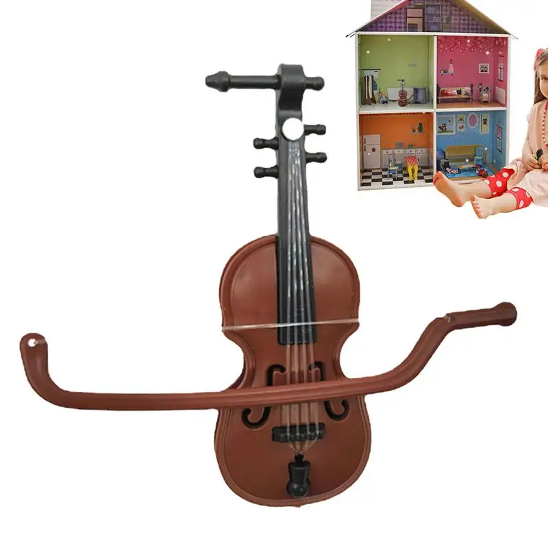 Violin Desk Decor Home Decor Violin Statue Vintage Violin Figurine Miniature Violin With Stand Miniature Musical Instrument For