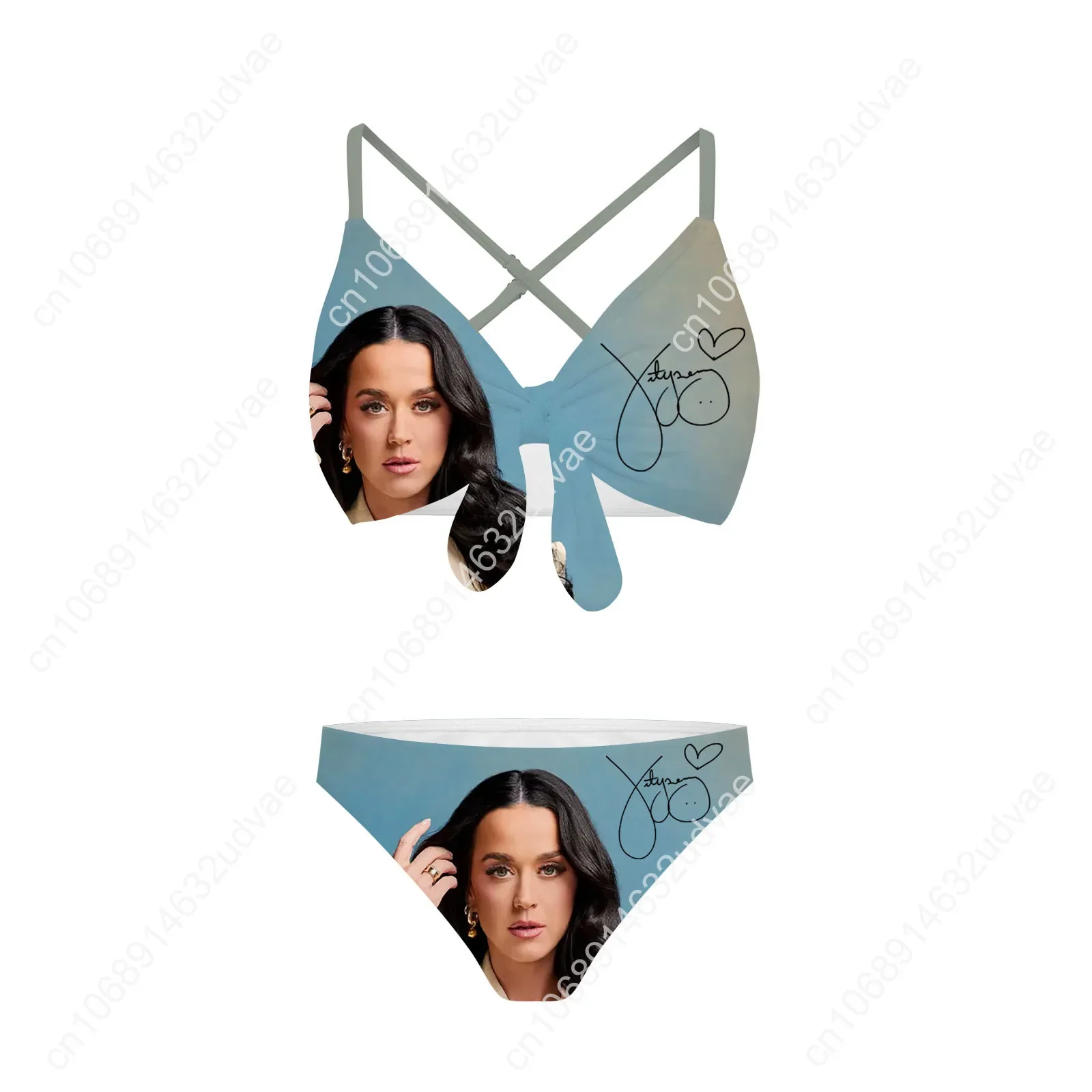 Katy Perry Bathing Suits Cross Strap Suspenders Swimsuits Womens Personalized Bikini Pool Party Swimwear Customized Beachwear