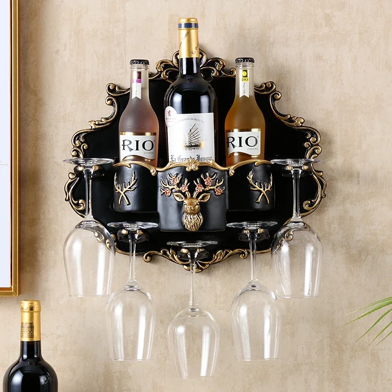 European Style Wine Rack, Multi-Function Hanging Bottle and Glass Holder for Homes, Space-Saving Wine Storage Solution