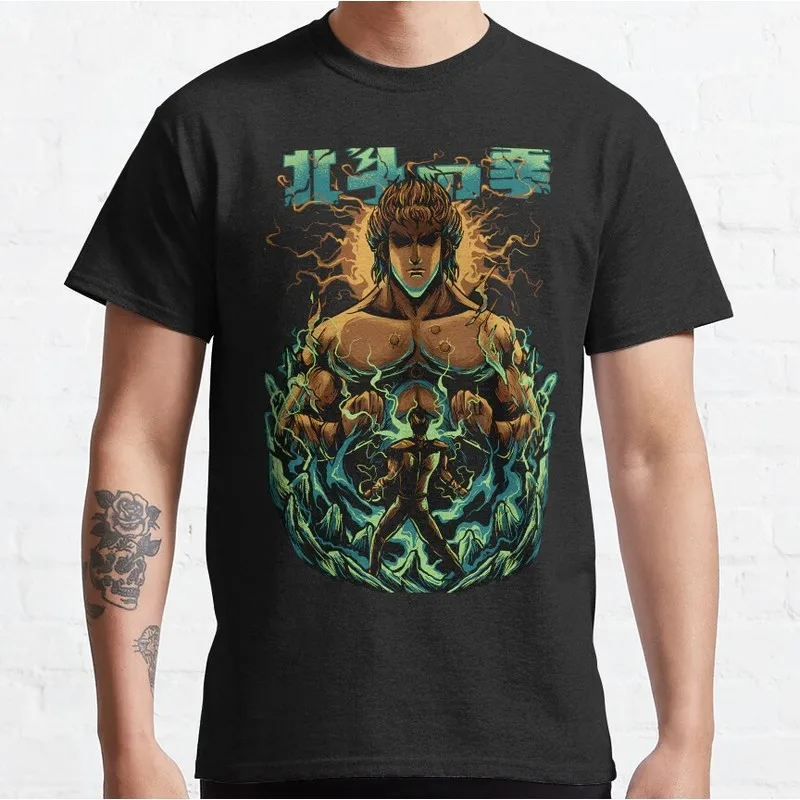 Kenshiro Fist of the North Star T‑Shirt 100% Cotton printed Tee Vintage Hokuto No Ken Anime Streetwear Casual Short Sleeve Tops