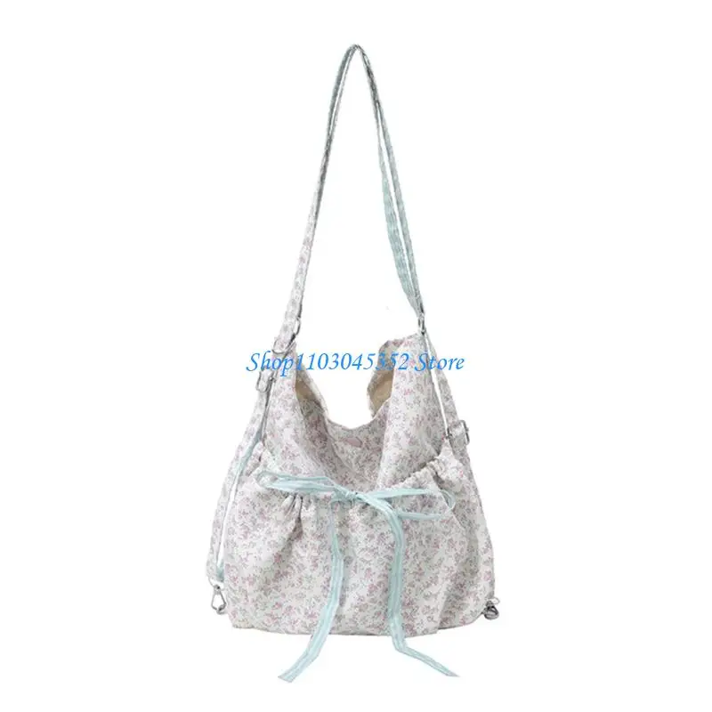 

Casual Floral Design Nylon Backpack Crossbody Bag with Adjustable Strap Spacious Compartment Daily Carry Essential