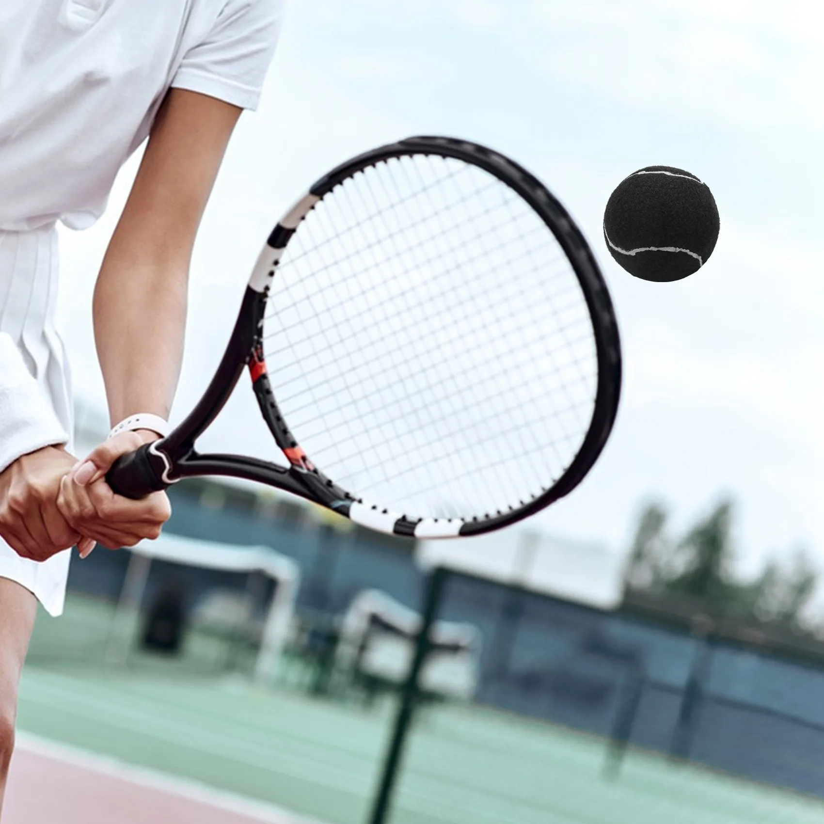 6Pcs Pack Tennis Balls Wear- Elastic Training Balls 66mm Ladies Beginners Practice Tennis Ball,Black