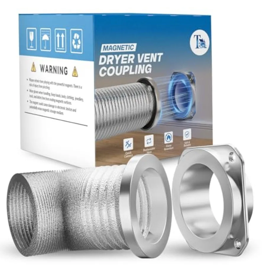 

Magnetic Dryer Vent Coupling DV180 - Airtight Seal, Quick-Connect and Easy Clean, Strong Magnet Self-Alignment, Includes 4" Duc
