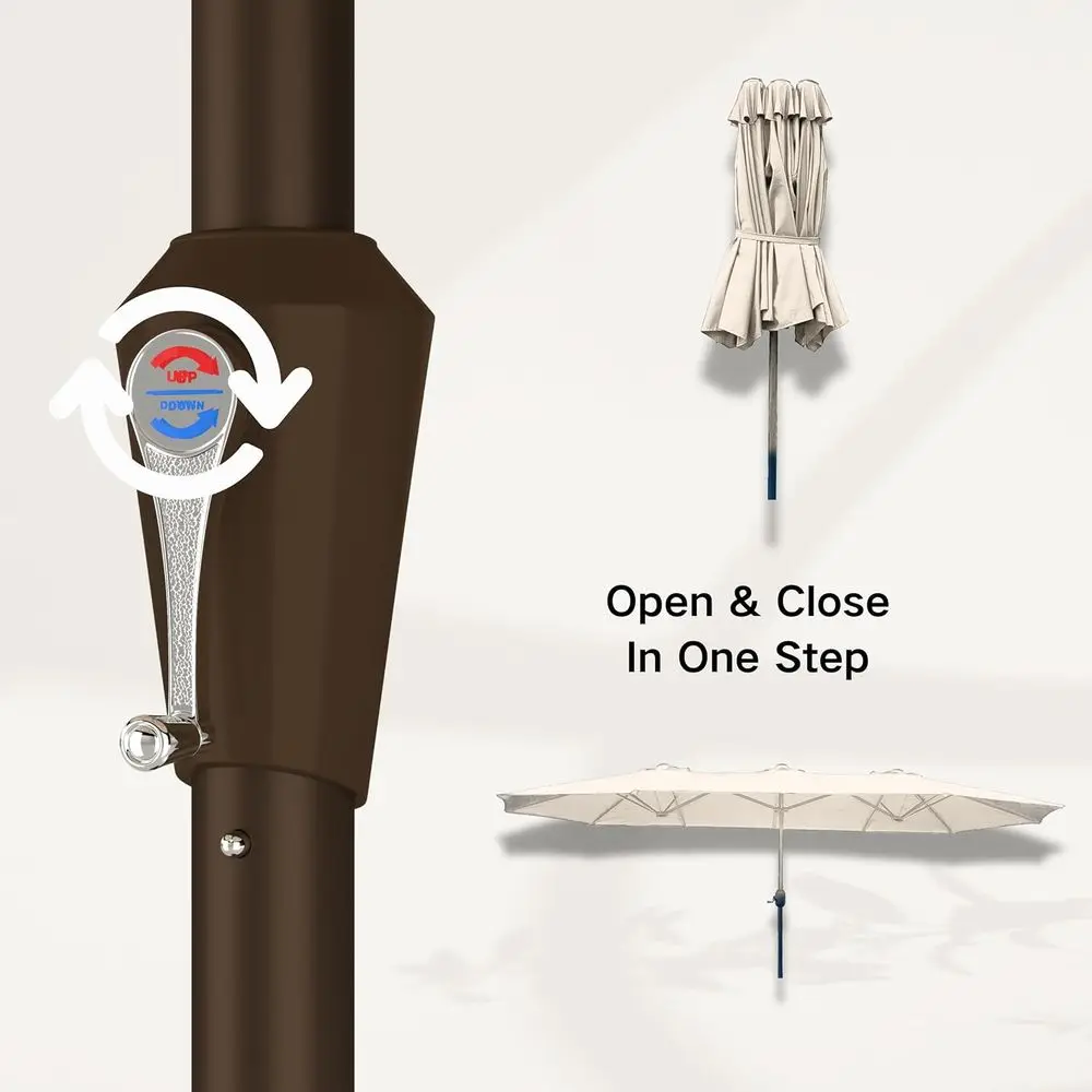 مظلة فناء باللون البيج مكونة من 12 ضلعًا مع رفع وقاعدة للسوق الخارجية وحمام السباحة والفناء الخلفي #5