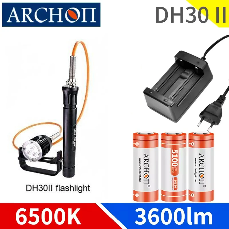 Archon Dh30 Ii foco de buceo cueva técnica de buceo nocturno 3600 lúmenes luz de cabeza recargable iluminación subacuática impermeable
