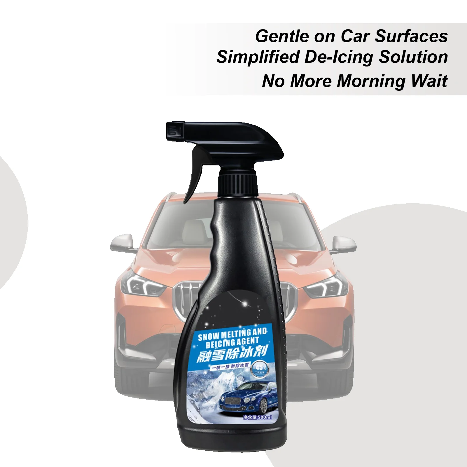 車のフロントガラス用除氷剤、速効性、長持ち、500ml、冬用除氷スプレー、自動車用デフロスター、霜取りメンテナンス用