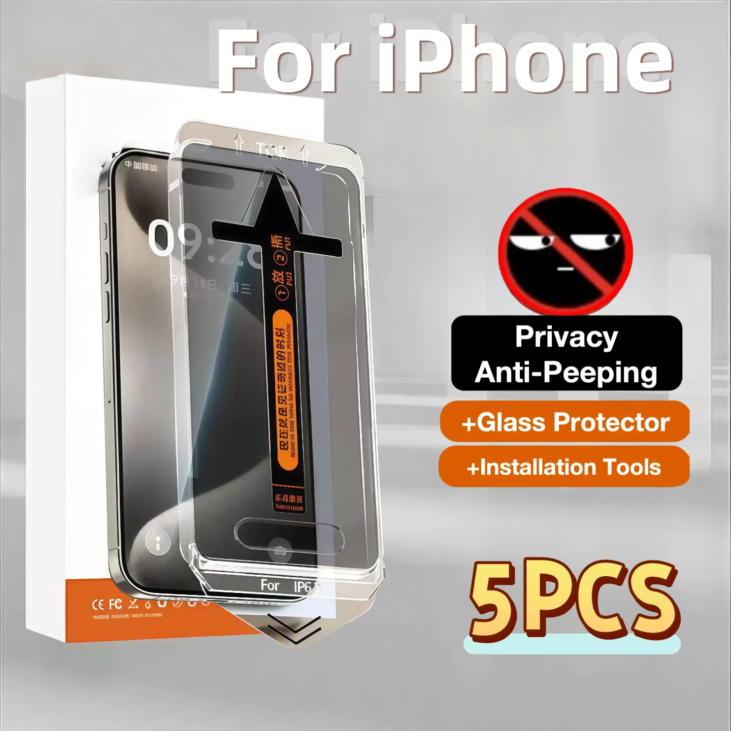 

5Pcs Anti-peeping Tempered Glass Screen Protector For iPhone 17 16 15 14 13 XS XR PRO MAX HD Clear Scratch Resistant