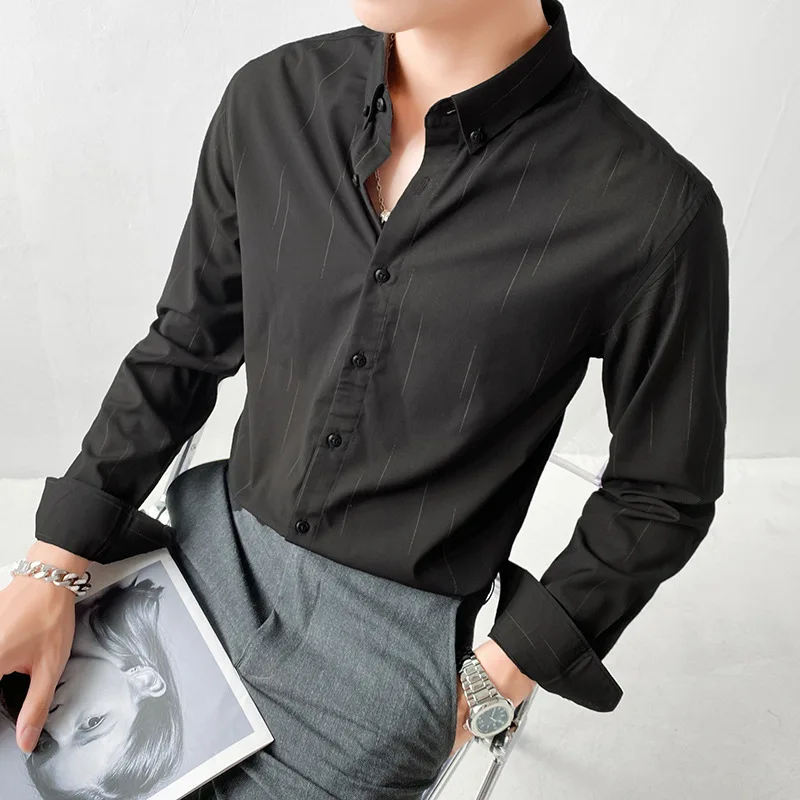 

080203 New Men's Long Sleeve Shirt Fashion Trend Korean Business