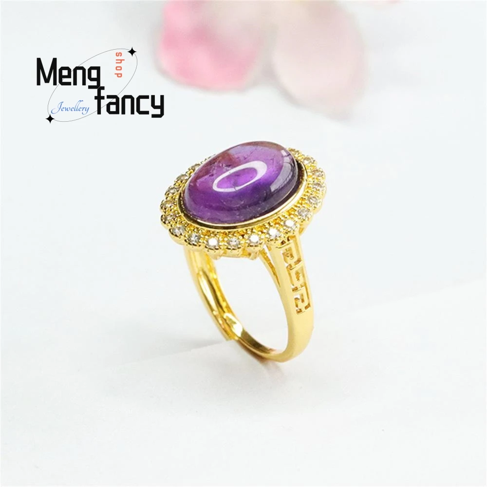 Amethyst alami cincin indah ungu berwarna batu permata penjualan terbaik Souvenir pernikahan kelas tinggi mode elegan perhiasan mewah