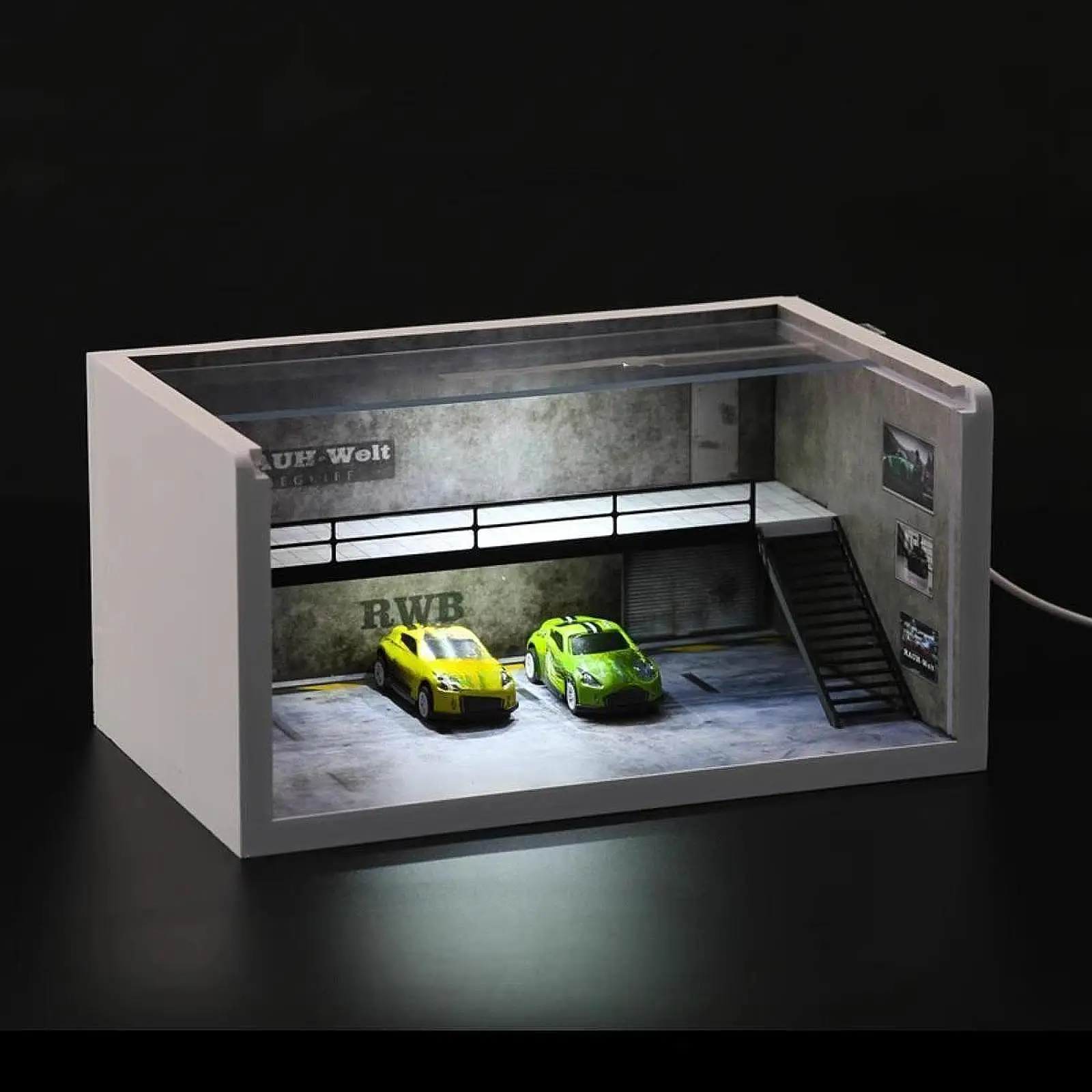 

1/64 Scale Model Car Display Case Micro Landscape Decor Home Decoration Garage Diorama Showcase Organizer Depot Scenario