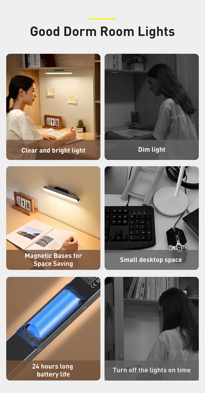 Baseus Night Hanging Magnetic LED Table Stepless Dimming Desk Lamp Rechargeable For Cabinet Bedroom Kitchen Light_maomaolike.com