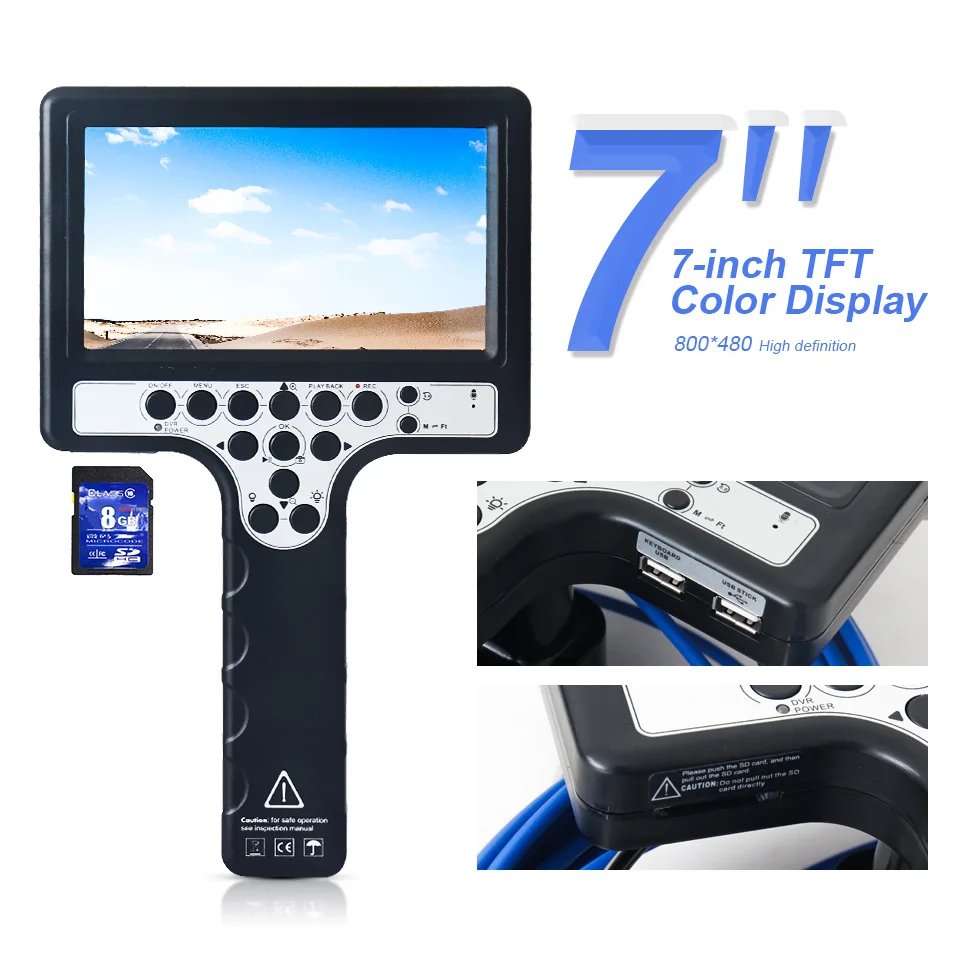 Sistem Kamera CCTV Inspeksi Pipa Wopson Borehole Industrial Dua Arah Artikulasi Layar 5 inci, Kamera Inspeksi Saluran Pembuangan