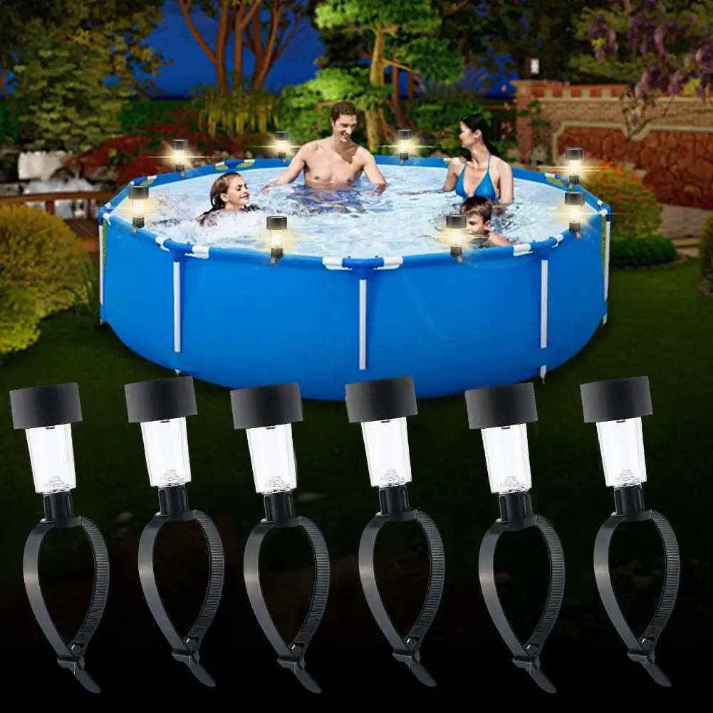 Confezione da 1/6 pezzi luci solari per piscina per piscine fuori terra incorniciate accessori per la decorazione del recinto della piscina all'aperto