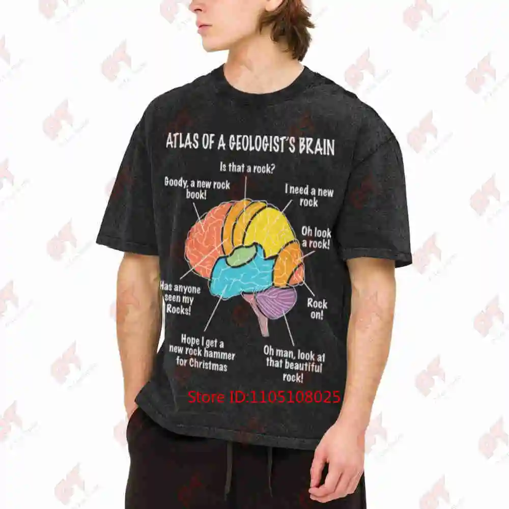 Atlas Of A Geologist Brain Geology Rock Collector Vintage Washed Tee Pure Cotton T-Shirt