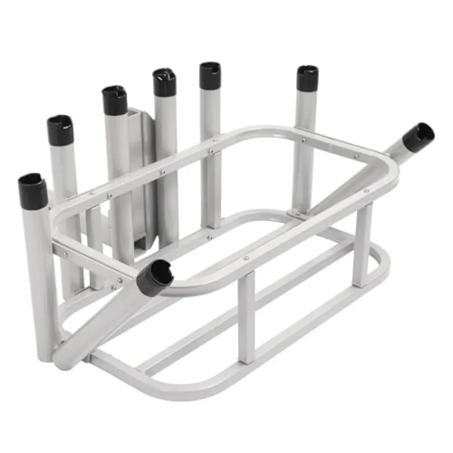 Aluminum Fishing Rod Rack for 48-54 Qt Coolers, Silver, Lightweight Hitch-Mounted for Standard 2 Receiver