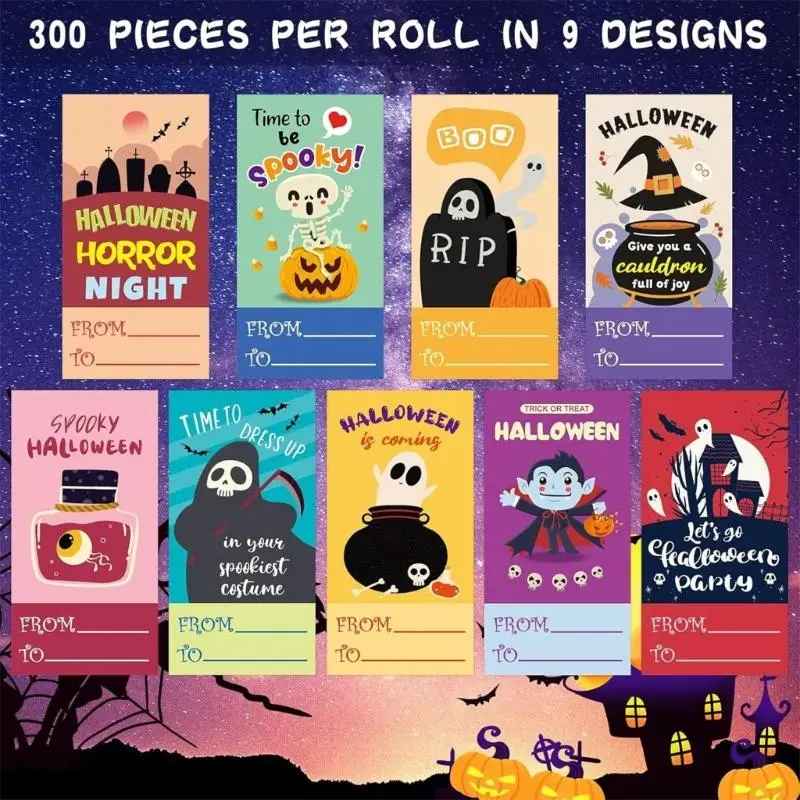 300 Pcs Halloween Sticker Pumpkins Labels Sticker Reward Sticker Decorative Sticker Labels for Party Decoration F19E