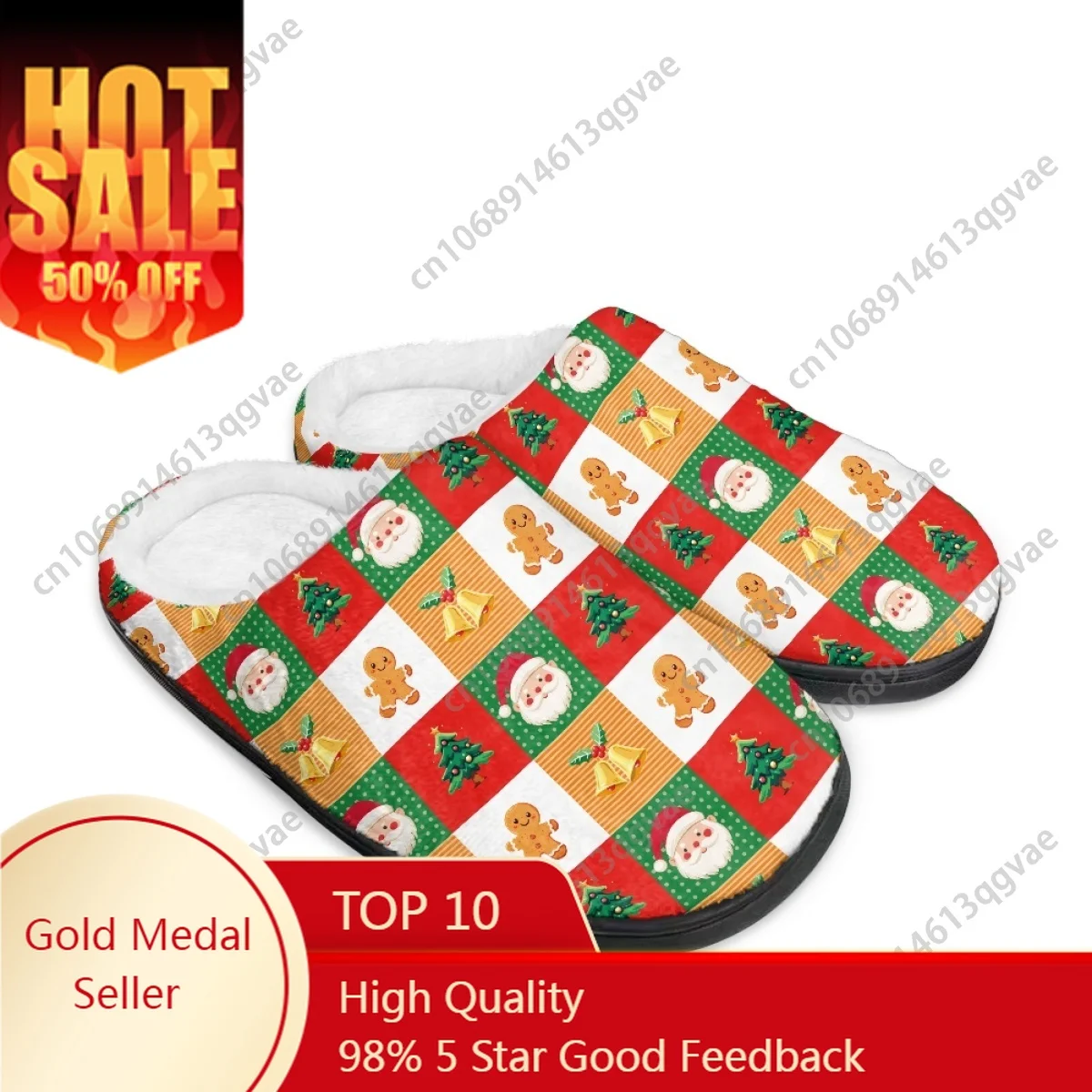 Christmas Candy Cane Cookie Pattern 2025 New Home Cotton Slippers Mens Womens Teenager Plush Bedroom Keep Warm Custom Slipper