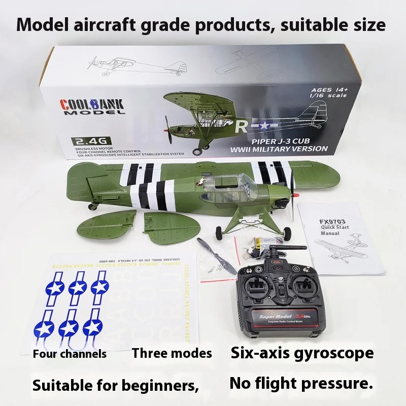 Kubing Ke telecomando Fx9703 modello di seconda guerra mondiale J3 Brushless a 4 vie a sei assi 3d modello di aereo ad ala fissa regalo giocattolo all'aperto