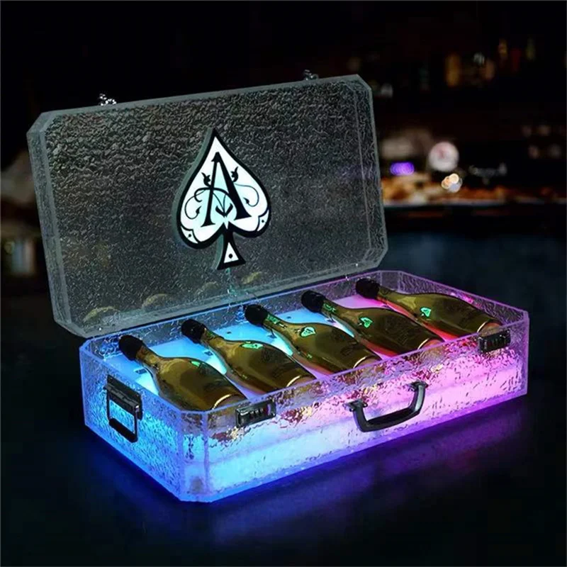 

5 PCS ACE OF SPADE CHAMPAGE BOTTLE LED SUITECASE