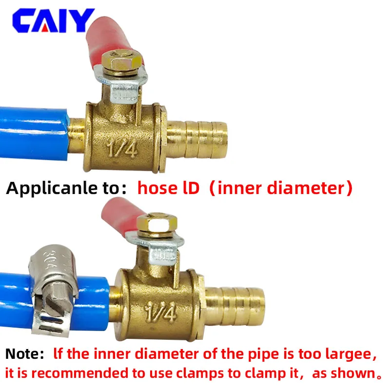 6mm 8mm 10mm 12mm Hose Barb Inline Brass Water Oil Air Gas Fuel Line Shutoff Ball Valve Pipe Fittings Connector Controller