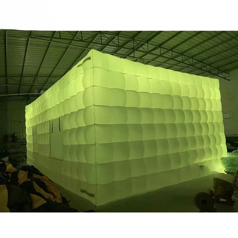 Inflatable Large White Cube Tent With Led Lights inflatable square tent For Wedding Party Nightclub Giant Outdoor Portable House