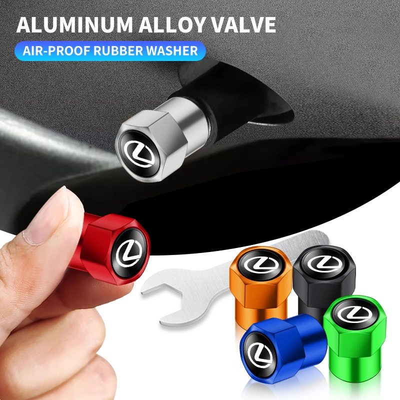 

4Pcs Car Tire Valve Caps Metal Styling Tyre Air Stems Cover For Lexus FSPORT LBX NX RX 350h 450h ES UX 300e GS GX IS LS LX CT