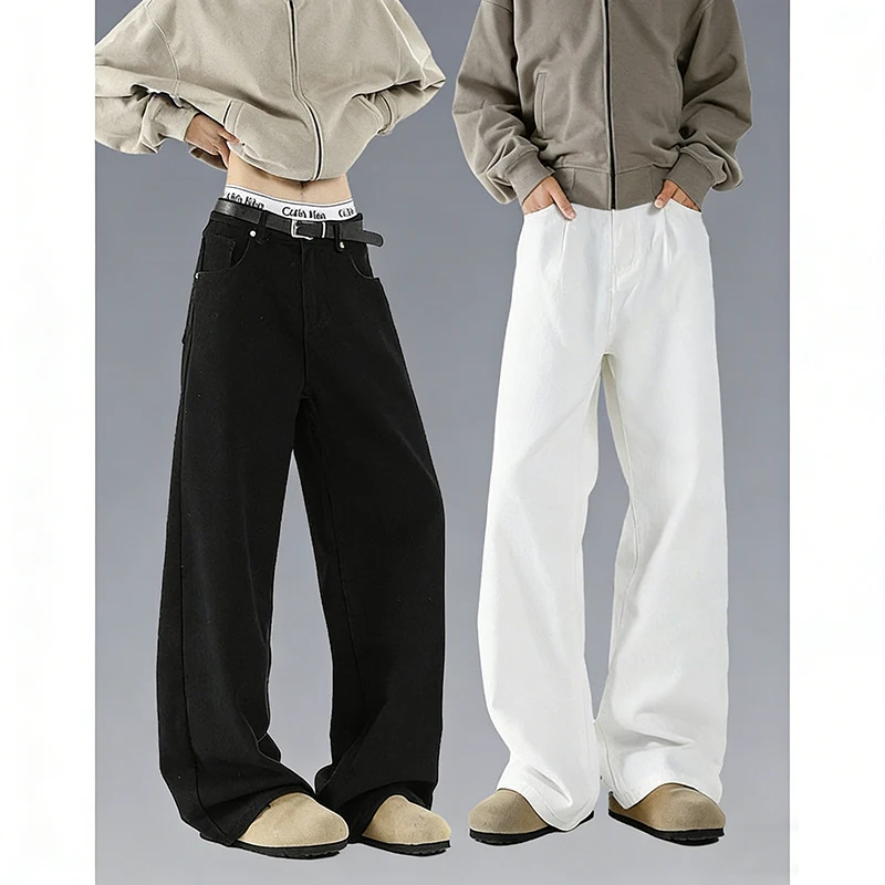 

Мужские летние тонкие белые джинсы в американском стиле, свободные широкие брюки, универсальные повседневные джинсовые штаны, мужские дышащие брюки высокого качества