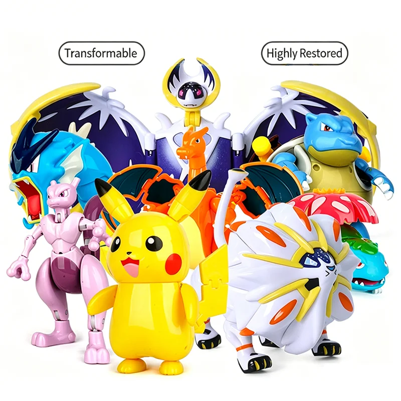 Neue Pokémon-Figur, transformierbare Pokéball-Pikachu, Mew, Eevee, Gengar, Blastoise, Venusaur, Charizard, Gyarados, Pokéball-Elf-Puppe, Kinderspielzeug – Detail 1