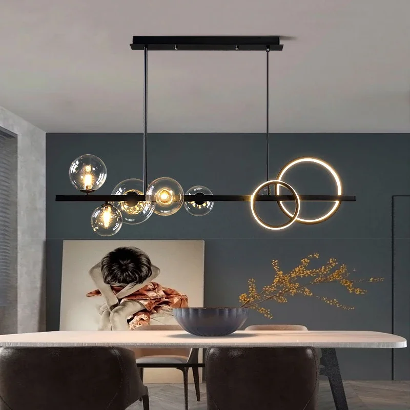 Lampe LED Suspendue en Verre au Design Nordique Moderne, Luminaire Décoratif d'Nik, Idéal pour un Restaurant, une Salle à Manger ou un Bar