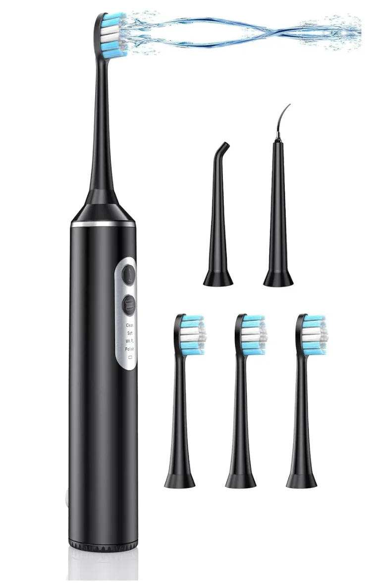 

Water Dental Flosser with Electric Toothbrush Teeth Cleaning Kit with 4 Modes Water Flosser Portable for Travel and Home