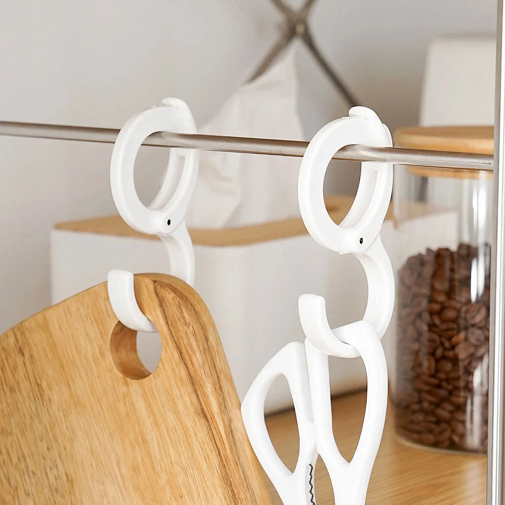 

4Pcs Adjustable Clasp Hooks Sturdy Buckle Design for Kitchen Bathroom Storage Practical Elastic Hanging Hooks