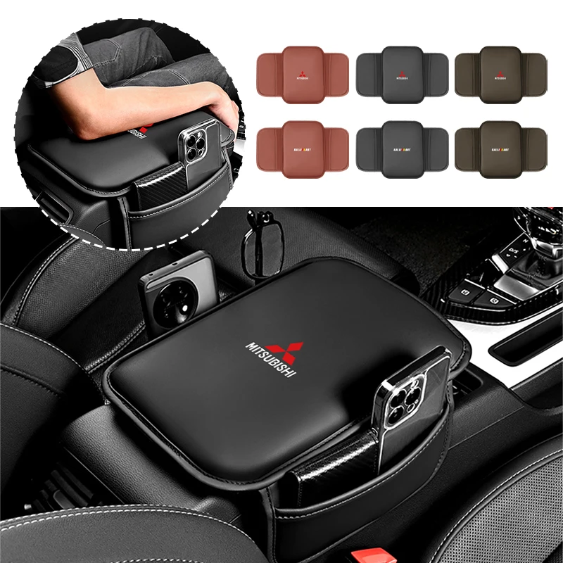 Alfombrilla para reposabrazos de coche, consola central, cojín protector, bolsa de almacenamiento para Mitsubishi Ralliart Lancer EX Outlander ASX Competition Xpander L