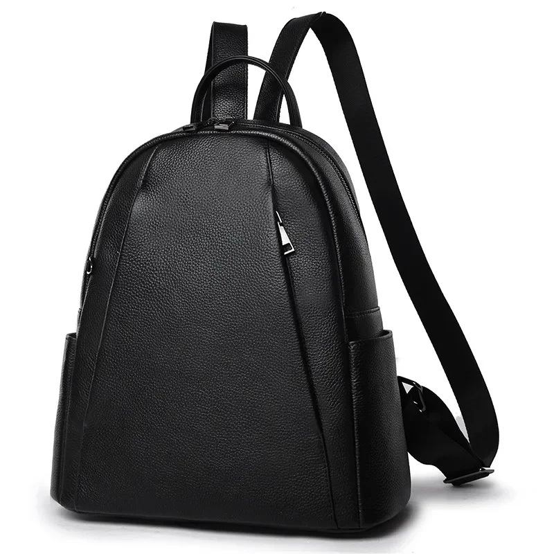 New Fashion Luxury Brand Cow Genuine Leather Women Backpacks Female Ladies Girl Student Korean Solid Casual Designer Backpack