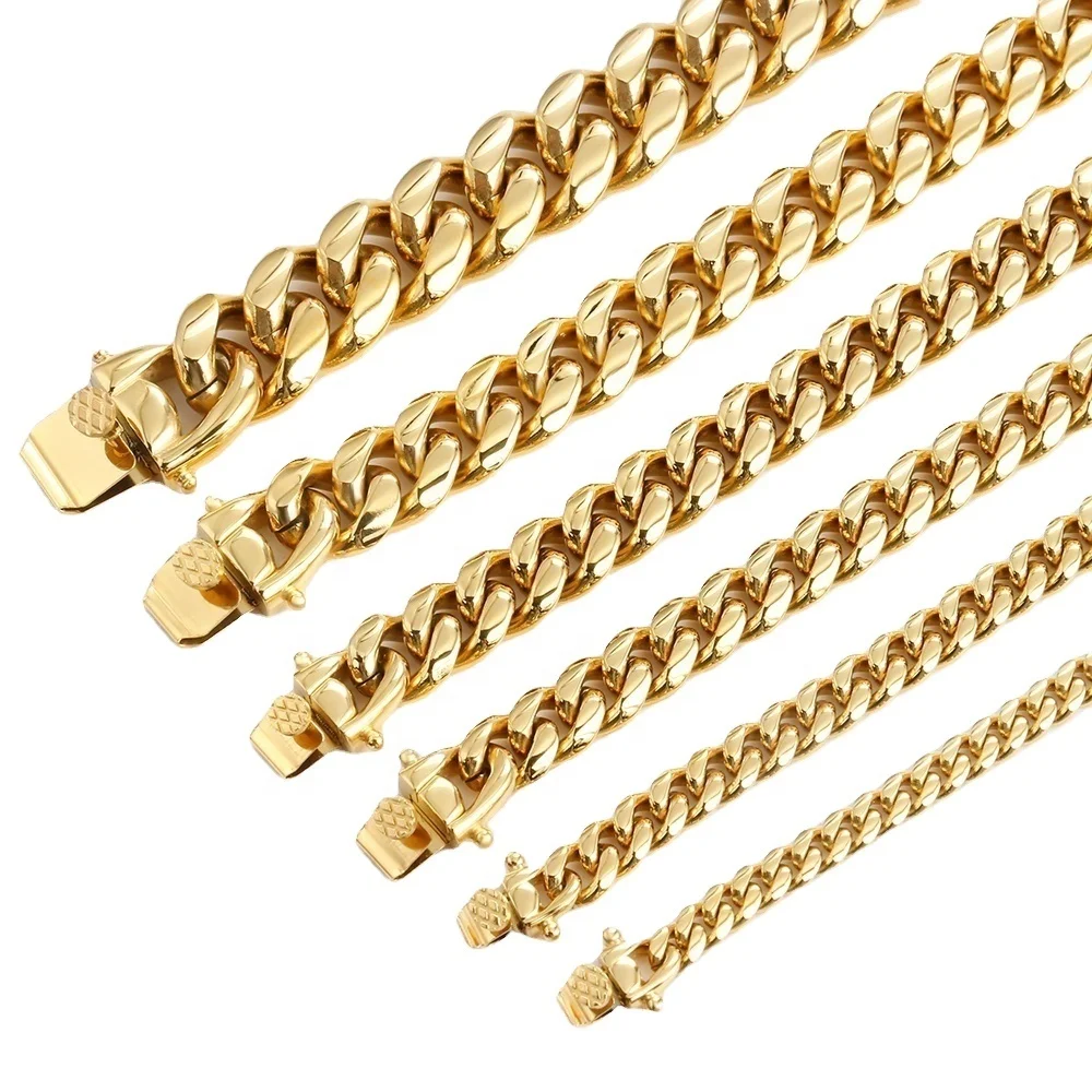 

OUMI 18K Fashion Gold Filled Cuban Link Chain for Women and Men Hot Selling Cuban Chain