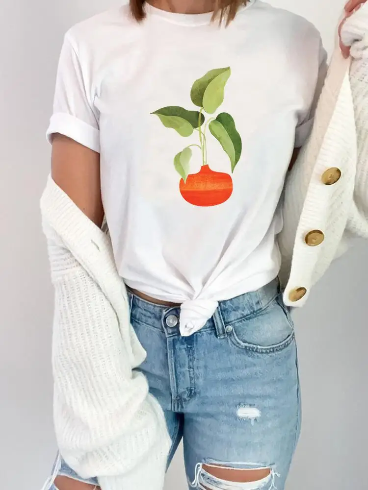

Plant Watercolor Sweet 90s Trend T Shirt Short Sleeve Fashion Summer Clothes O-neck Tee Top Print Women Clothing Graphic T-shirt