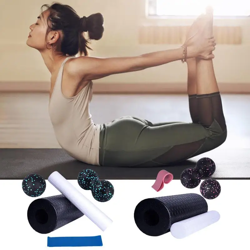 Foam Roller Kit Muscle Massage Column Foam Set Portable Column Yoga Blocks And Strap Pack Of 5 Yoga Accessories For Men And